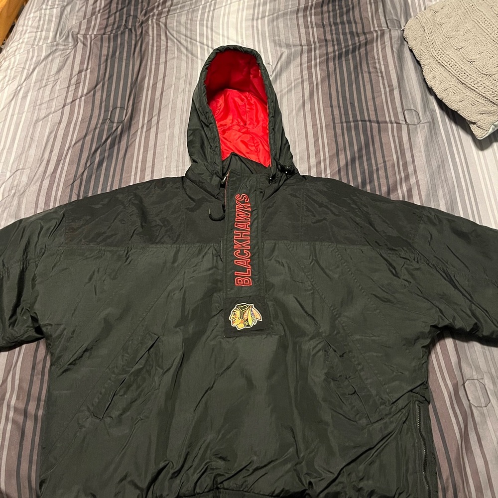 STARTER Black and Red Windbreaker with Hood